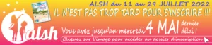 Lire la suite à propos de l’article Inscriptions ALSH Juillet 2022